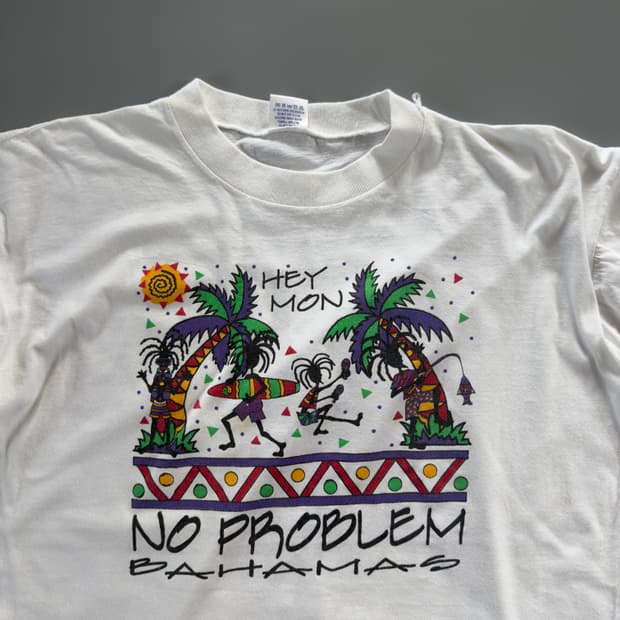 80s no problem bahamas 빈티지 네이티브 티셔츠