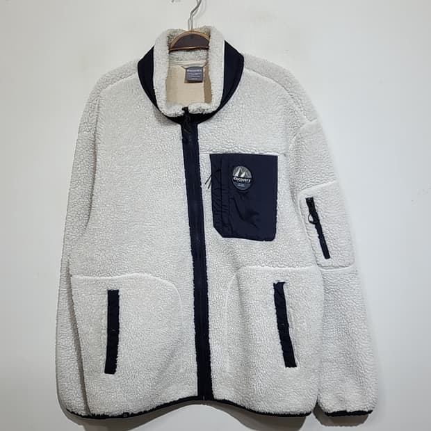 디스커버리 플리스 점퍼 화이트 뽀글이 빅사이즈 후리스 자켓 