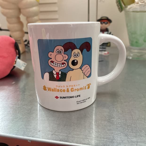 빈티지 월레스와 그로밋 머그컵