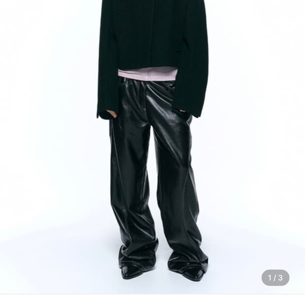 인사일런스 ) 비건 레더 스티치 팬츠 BLACK (S)