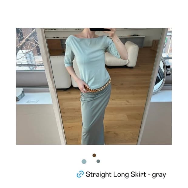 브리즈아카이브 스트레이트 롱 스커트 그레이