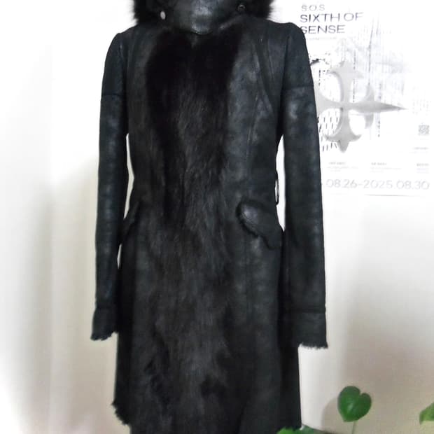 Vintage natural leather fur jacket