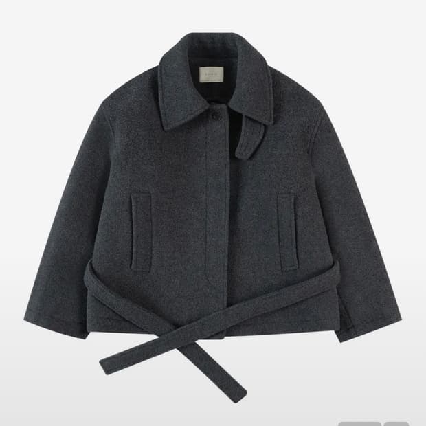 시야쥬 SIOT4167 헤어리 벨티드 하프 코트 Charcoal 차콜
