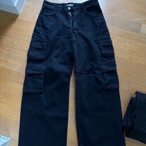 999휴머니티 카고 데님 팬츠 다이드 차콜 M