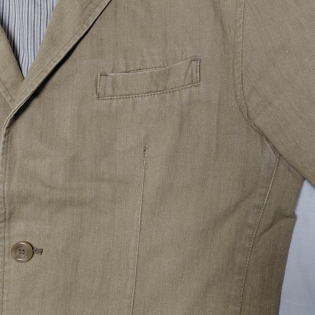 할인!! (XL) DOG HOUSE 빈티지 베이지 코튼 린넨 블레이저