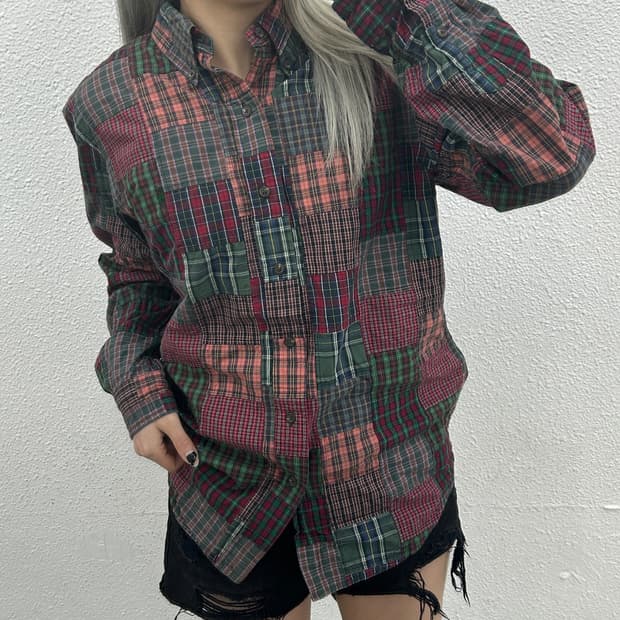 폴로 랄프로렌 딥그린포니 패치워크 셔츠 L