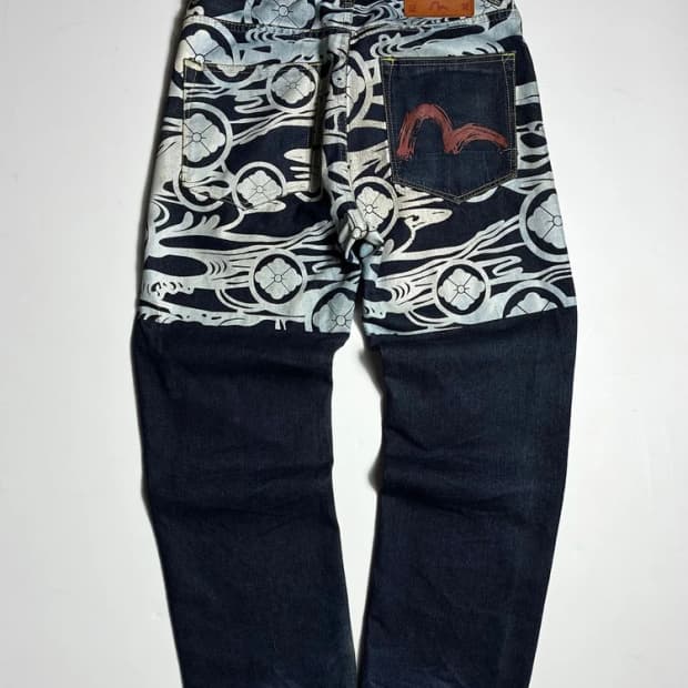 에비수 Evisu 페인팅 갈매기 로고 데님 팬츠 R1584