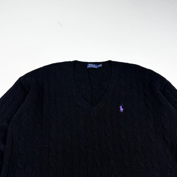 폴로 랄프로렌 포니 블랙 옆트임 케이블 니트 (M 여성추천)
