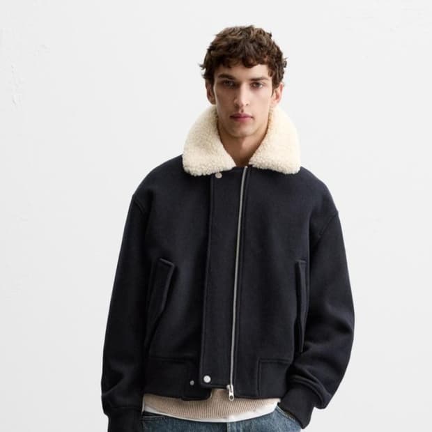 [새상품] 자라 콘트라스트 칼라 봄버 자켓