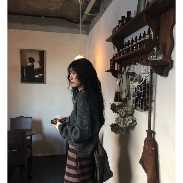 모래하우스 헤이즐 니트 스커트 브라운