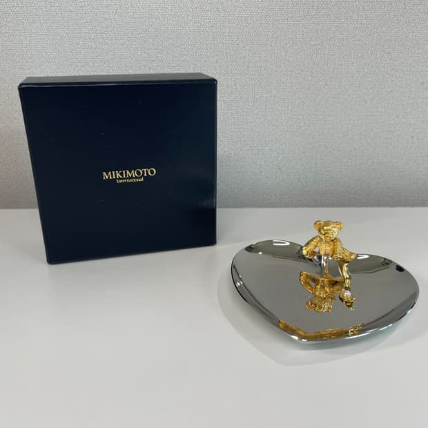 미키모토 펄 하트 속 곰돌이 주얼리 트레이 MIKIMOTO