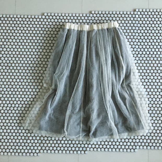 tulle layered check skirt