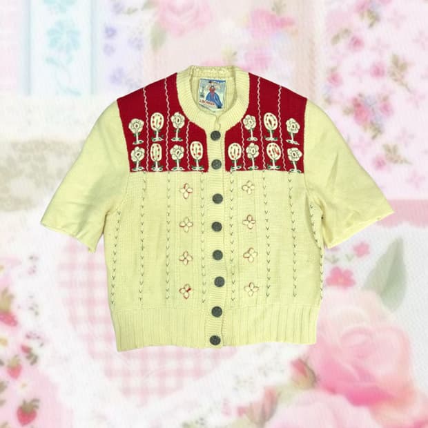 모리걸 플라워 반팔니트 가디건 아오이유우