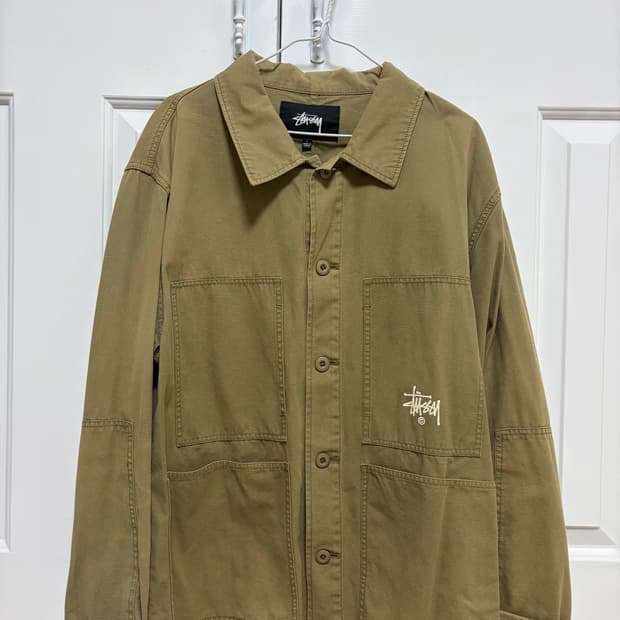 스투시 스탁로고 빅실루엣 자켓 카키
