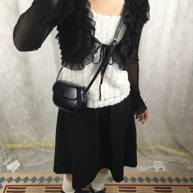 Real leather black mini cross bag