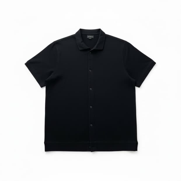 클럽모나코(CLUB MONACO) 솔리드옴므 블랙 반팔 셔츠