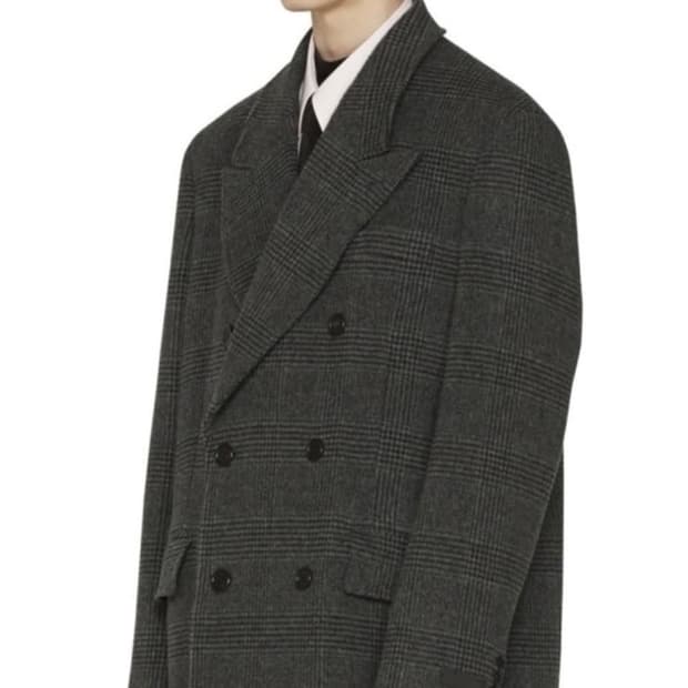 Mngu 더블 브레스티드 체크 코트