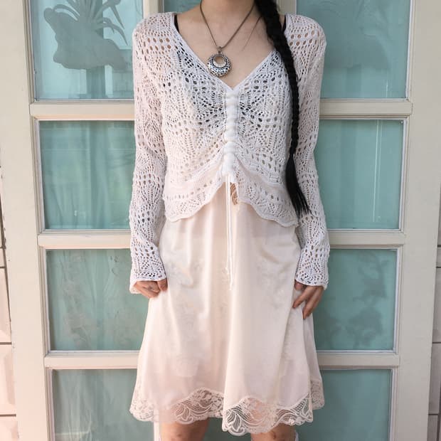 Shirring point crochet top