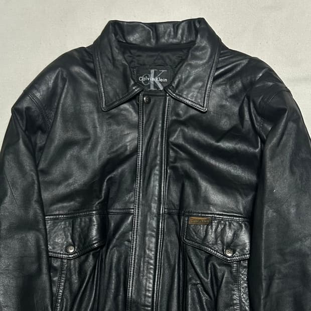 105 켈빈 클라인 블랙 가죽 자켓