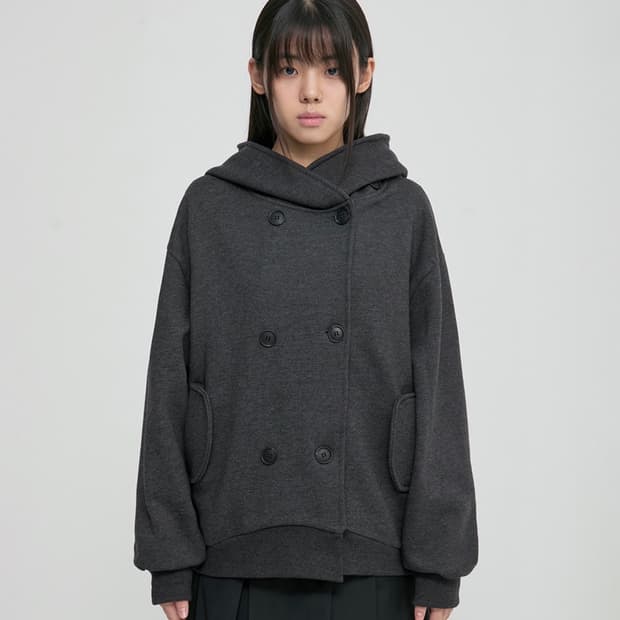 플레어업 더블후디 차콜 Double hoodie