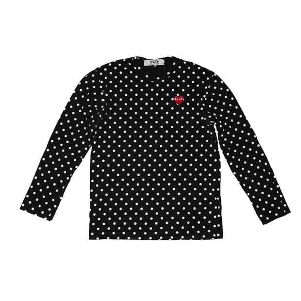 꼼데가르송 도트 긴팔 티셔츠 블랙