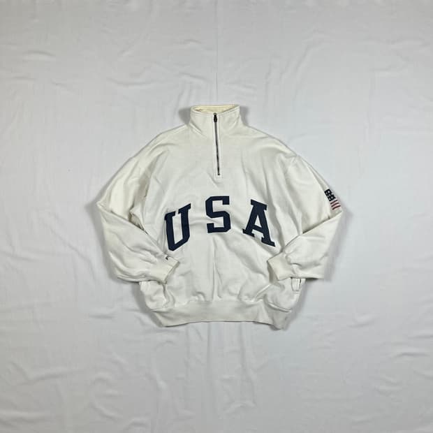 90‘s 폴로랄프로렌 polo usa 성조기 스웻 하프집업