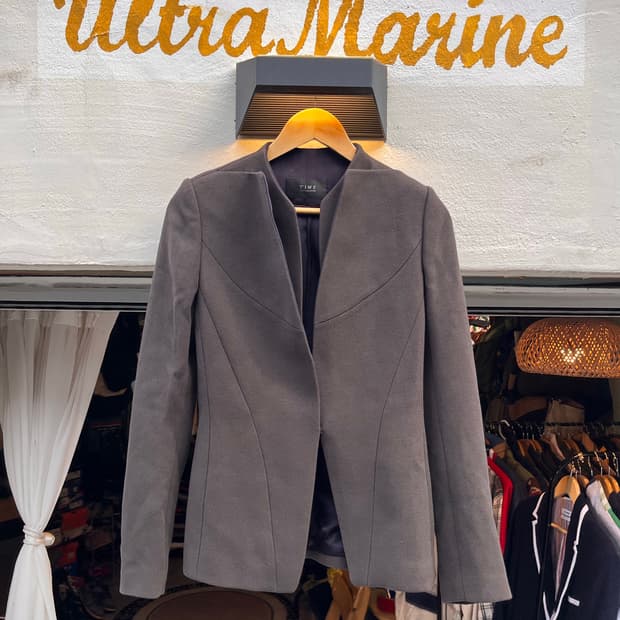 타임 노카라 슬림핏 자켓