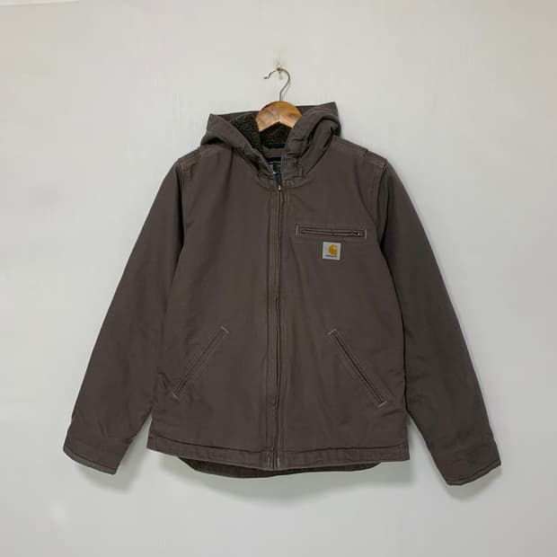 칼하트 빈티지 양털 후드 자켓 퍼플 차콜 S 루즈핏 남녀공용