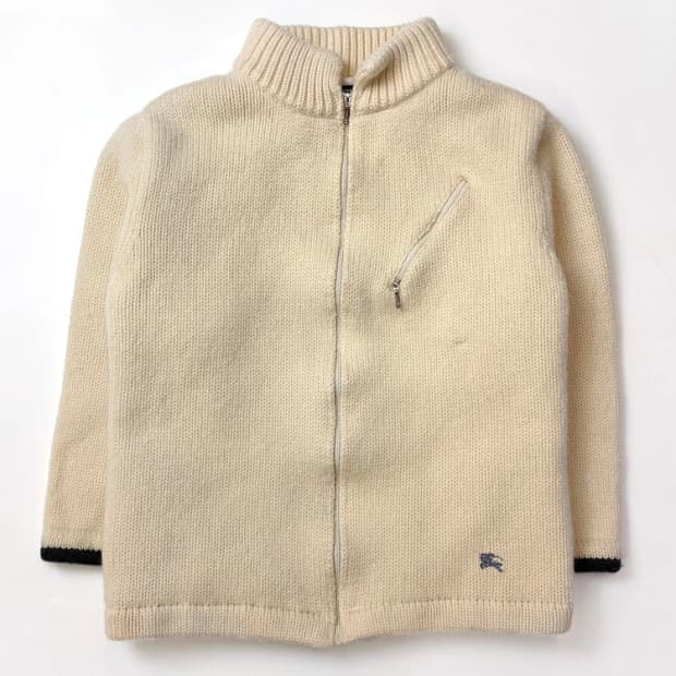 버버리 블랙라벨 00's 재팬 양모 니트 집업 가디건 PN5689