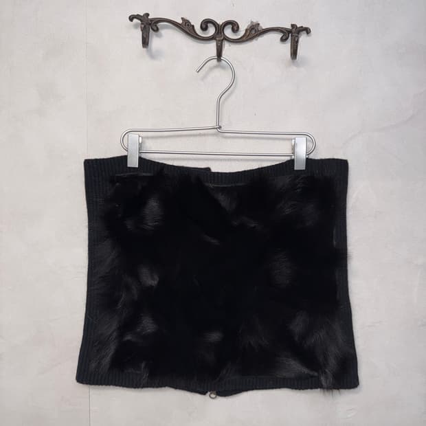 Black fox fur knit warmer /top/skirt