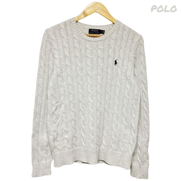 3766 폴로 랄프로렌 연그레이 꽈베기 케이블 니트