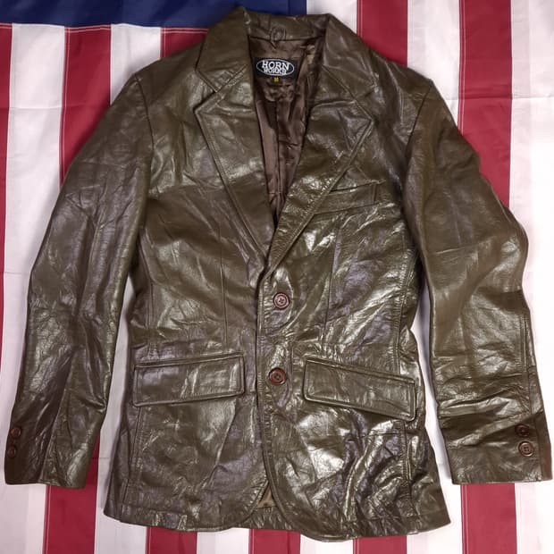 오리지날 90's 일본판 HORN WORKS 리얼레더 블레이져