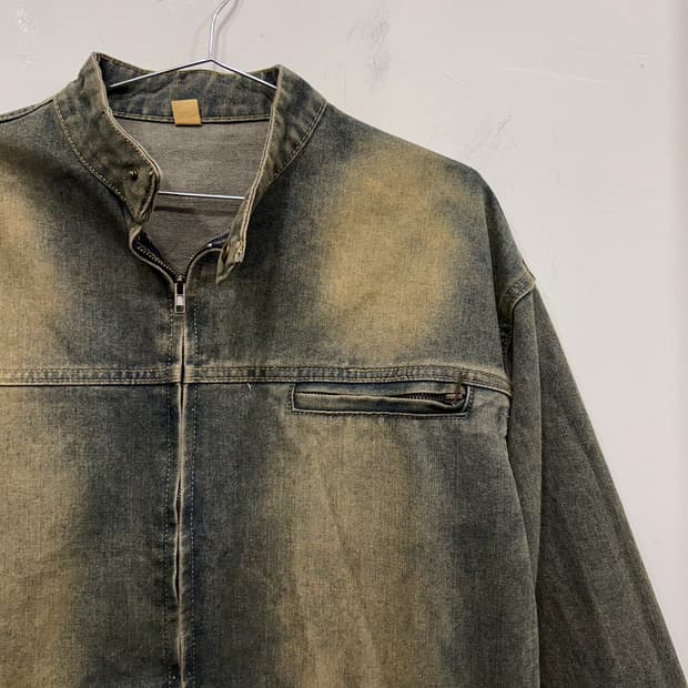 빈티지 샌드워싱 차이나카라 데님자켓