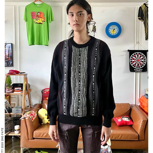 80-90s Gorubee Old 3D Cable Wool Knit