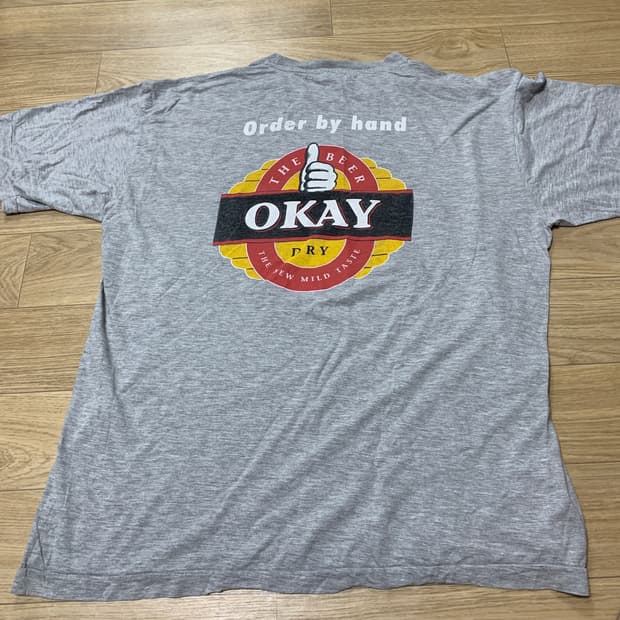 XL) 90s 싱글스티치 OKAY DRY 맥주 양면 빅로고 빈티지 티셔츠