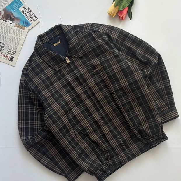 아놀드파마 체크 블루종 점퍼