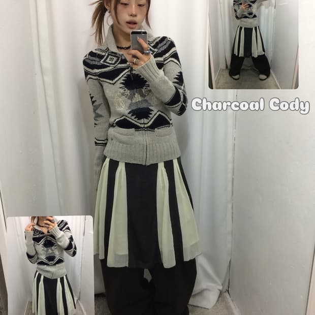 🐰그레이 패턴 집업 코디🐰