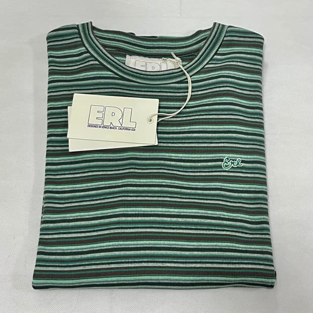 [XL]이알엘 ERL 25fw 스트라이프 롱 슬리브리스 탑/그린