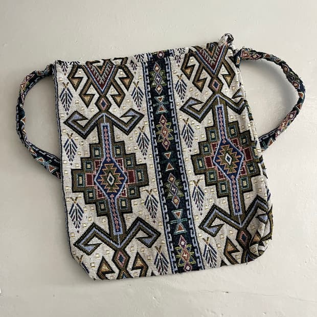 빈티지 아즈텍 에스닉 테피스트리 숄더 백