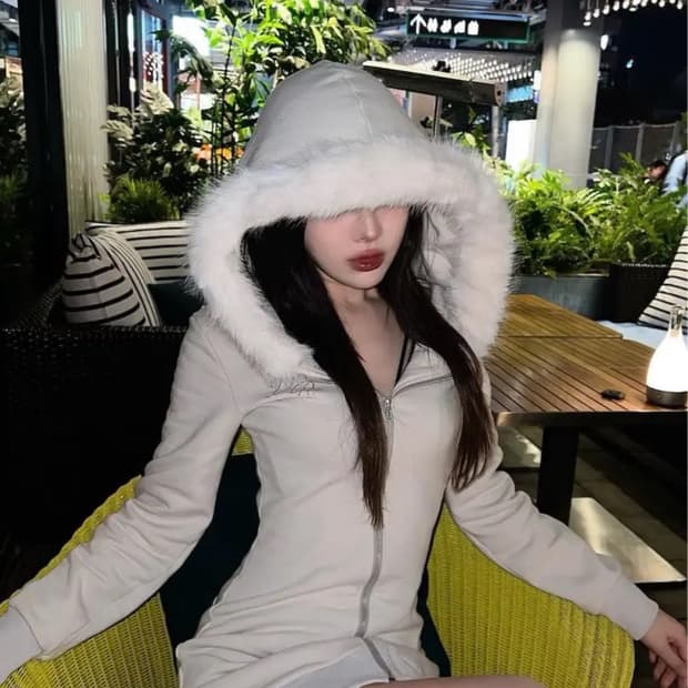 Darich 다리치 퍼 후드 미니원피스 일본브랜드 스나계 스나이델 갸루