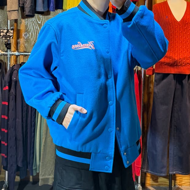 L MLB 뉴욕양키스 컬러 빅로고 라이트블루 울 바시티