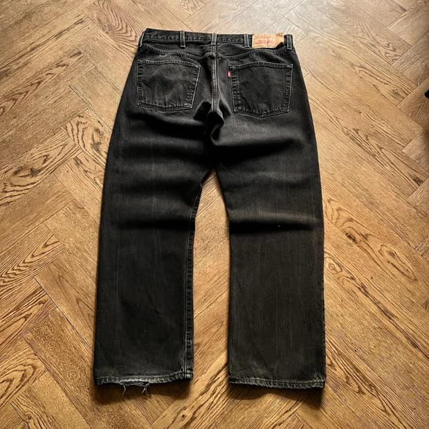 [38]00's 리바이스 501 빈티지 워싱 흑청 데님 팬츠