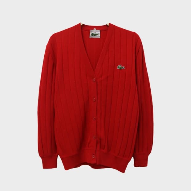 70-80'S 라코스테 브이넥 울 혼방 가디건 63334
