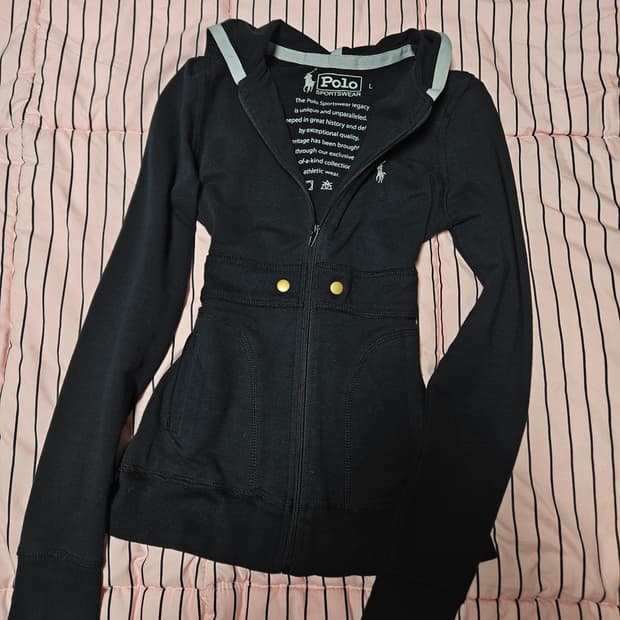 폴로 랄프로렌 슬림핏 후드집업 블랙 딱붙핏 여리핏