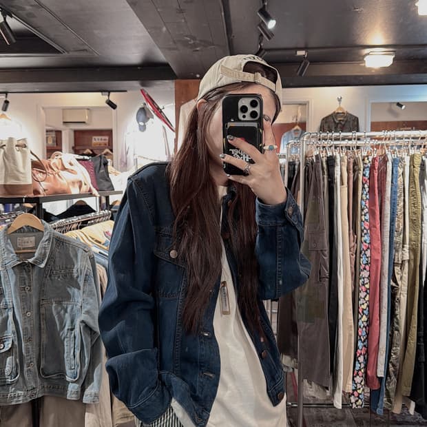 랭글러 빈티지 진청 스티치 웨스턴 데님자켓 M