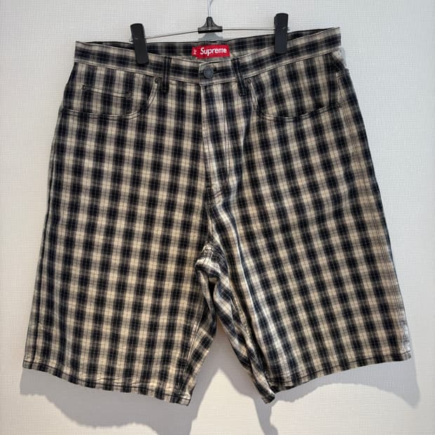 Supreme checker denim shorts