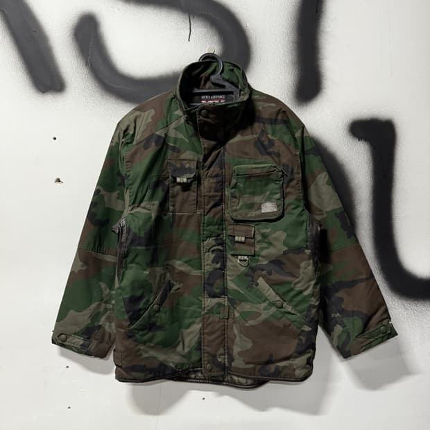 USA 빈티지 밀리터리 풀 카모 멀티포켓 유틸리티 필드 자켓