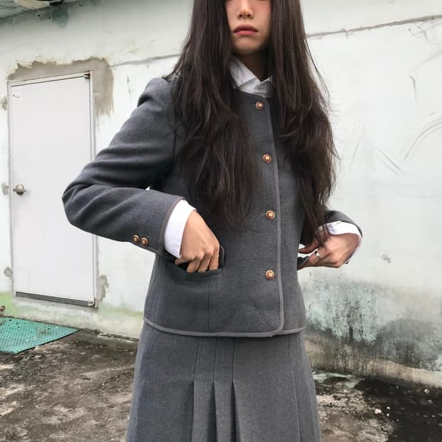 그레이 클래식 울 자켓