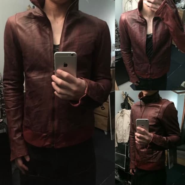 버건디 레더 자켓
