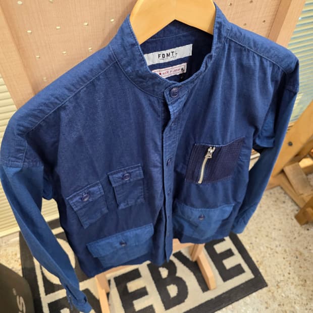 FDMTL Indigo Utility Stand Collar Shirt 